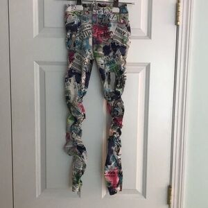 Like an Angel Colorful Newsprint Fashion Model Magazine Print Pants Size 10/12